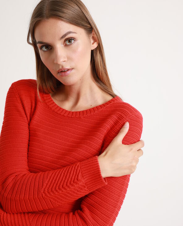 Pull col rond rouge - Pimkie