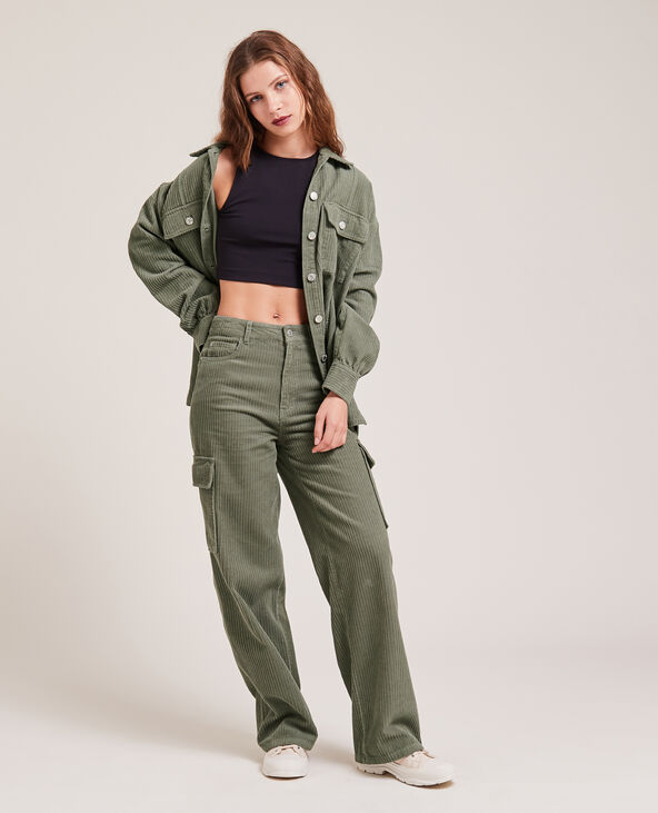 Pantalon cargo en velours vert - Pimkie