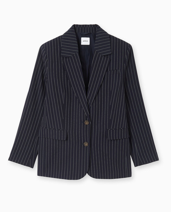 Veste blazer oversize avec rayures banquier bleu marine - Pimkie
