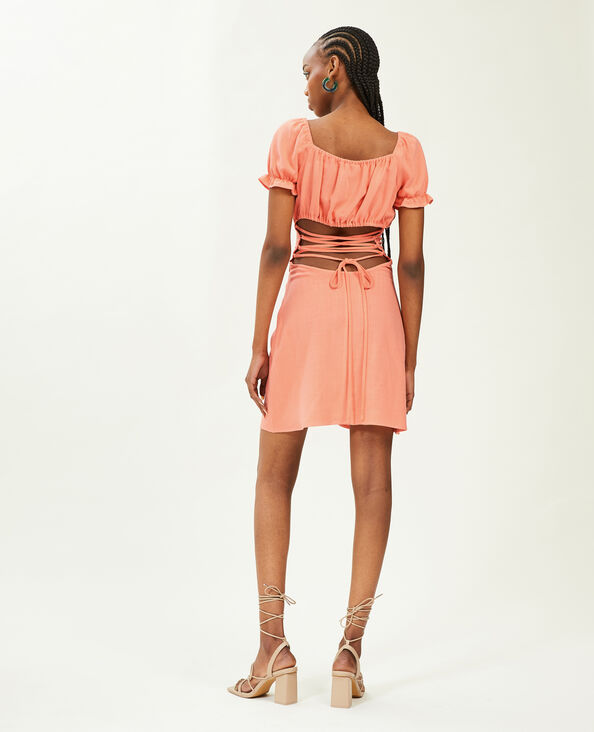 Robe courte dos-nu avec laçage rose - Pimkie