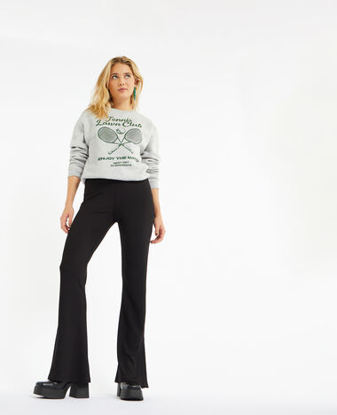 Pantalon flare en maille côtelée noir - Pimkie