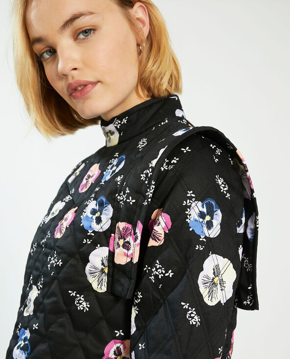 Sweat matelassé à fleurs noir - Pimkie