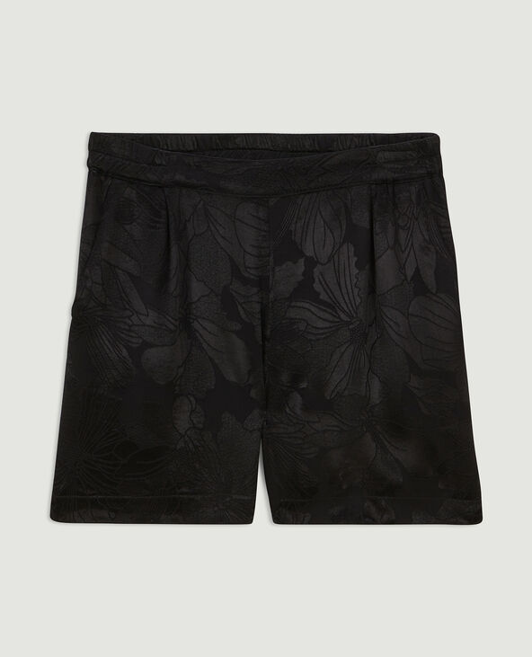 Short fluide tissu satiné façon jacquard noir - Pimkie