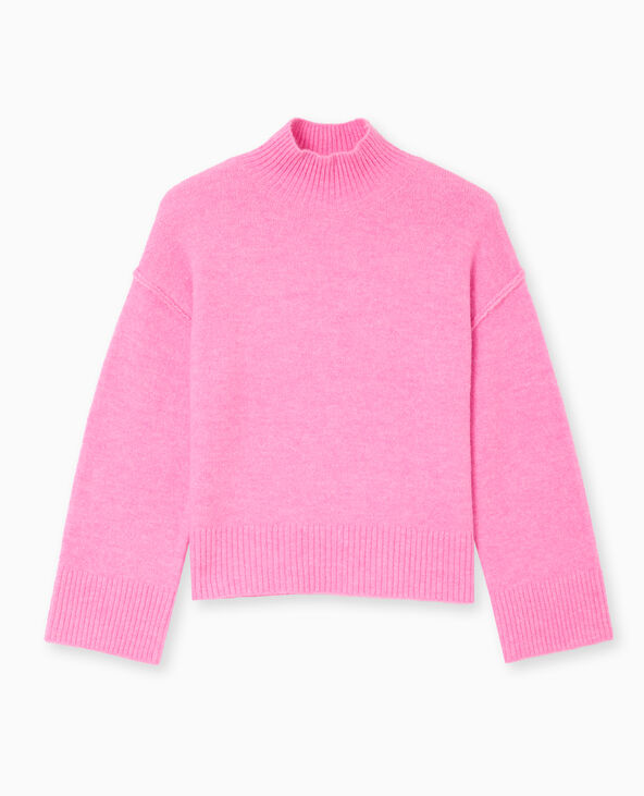 Pull col montant manches larges rose - Pimkie