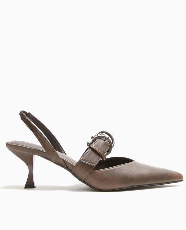 Escarpins pointus ouverts au talon marron - Pimkie