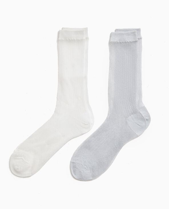 Lot de 2 paires de chaussettes avec lurex blanc - Pimkie