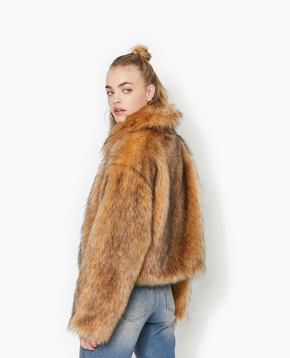 Blouson zippé en fausse fourrure beige - Pimkie