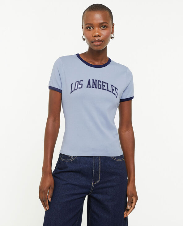 T-shirt manches courtes avec bords contrastés bleu - Pimkie