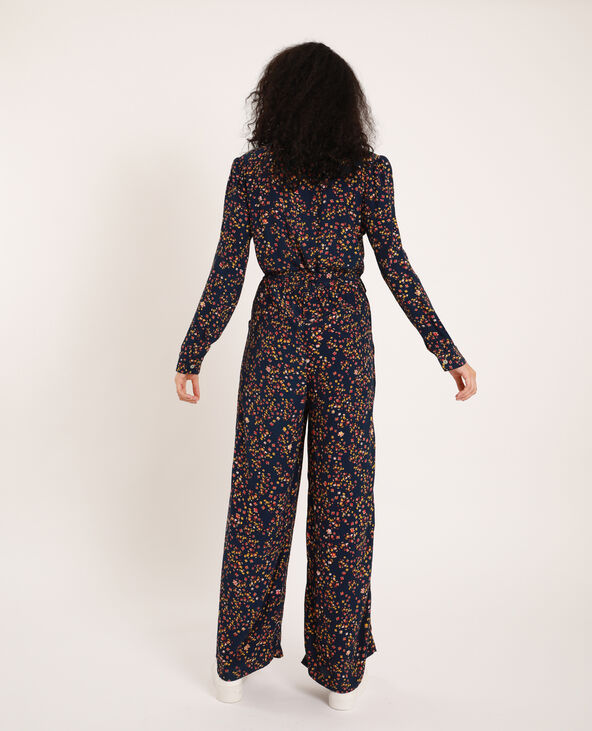 Combi-pantalon à fleurs bleu marine - Pimkie