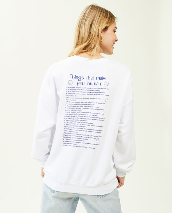 Sweat col rond blanc - Pimkie