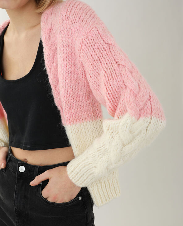 Gilet grosse maille discount rose