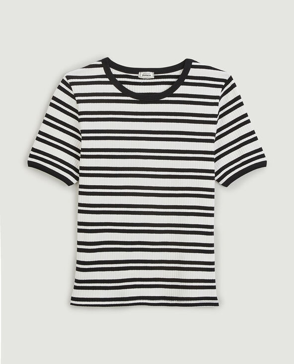 T-shirt maille côtelée noir - Pimkie