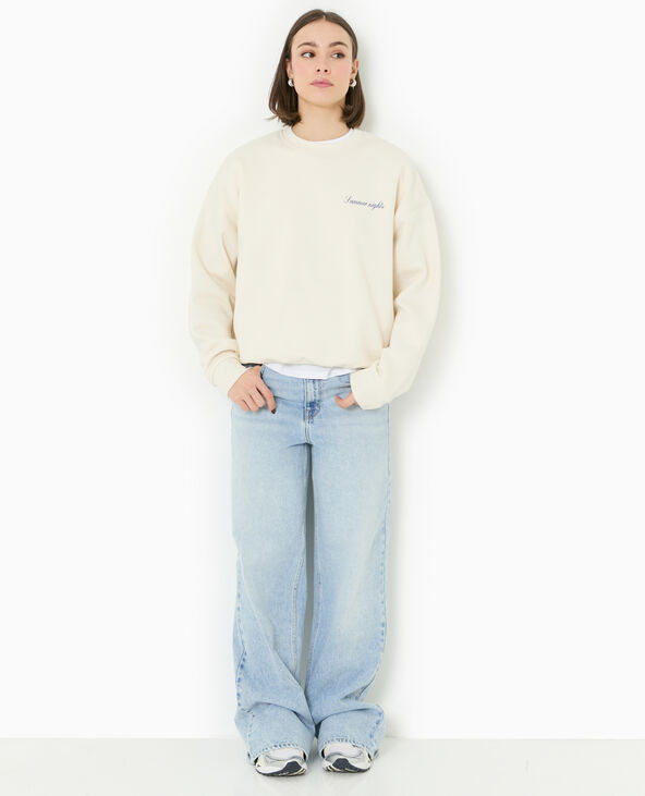 Sweat col rond avec print poitrine et dos blanc - Pimkie