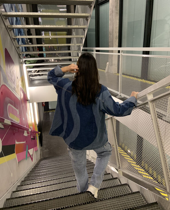Veste en jean motif vagues bleu - Pimkie