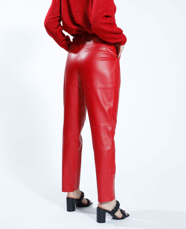 Pantalon mom en simili cuir rouge - Pimkie