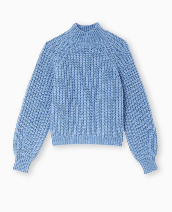 Pull col montant grosses mailles  bleu - Pimkie