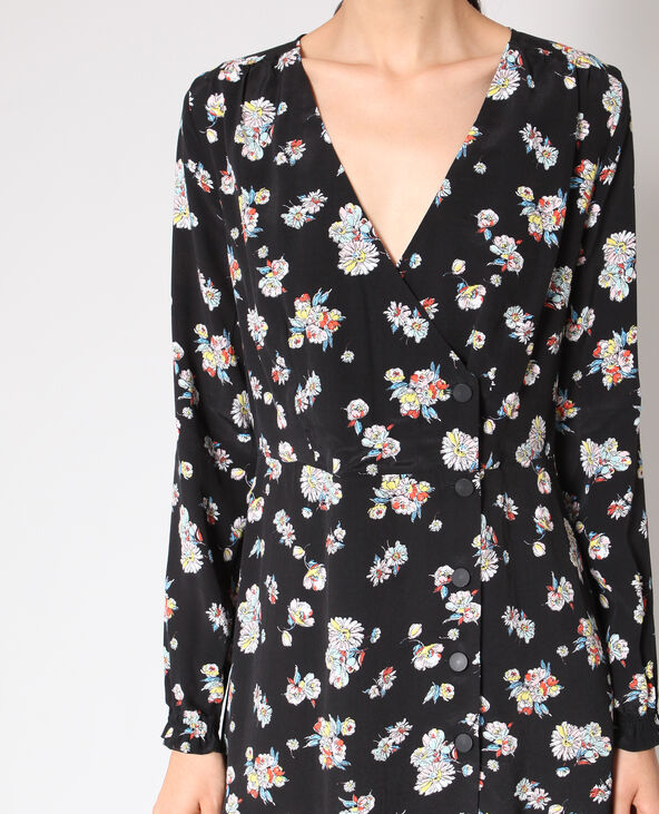 Robe midi à fleurs noir - Pimkie