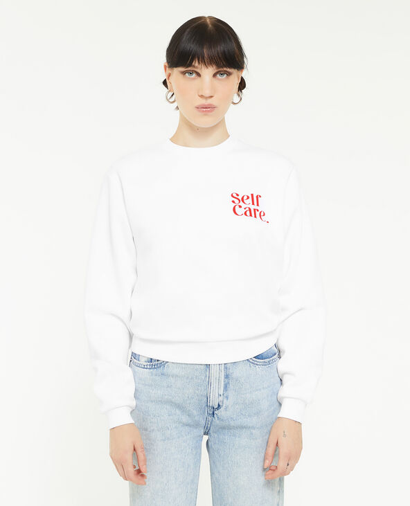 Sweat col rond avec print blanc - Pimkie