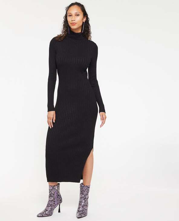 Robe longue en maille côtelée best sale