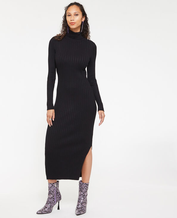 Robe longue moulante en maille côtelée noir - Pimkie