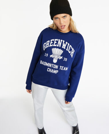Sweat oversize avec print devant bleu - Pimkie