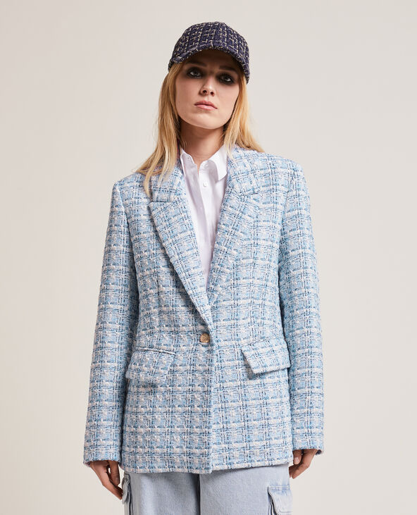 Veste blazer en tweed bleu - Pimkie