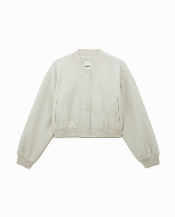 Blouson bomber façon drap de laine beige - Pimkie