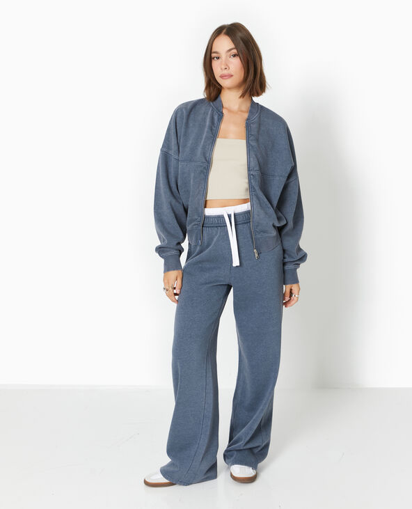 Sweat molleton zippé forme bomber gris foncé - Pimkie