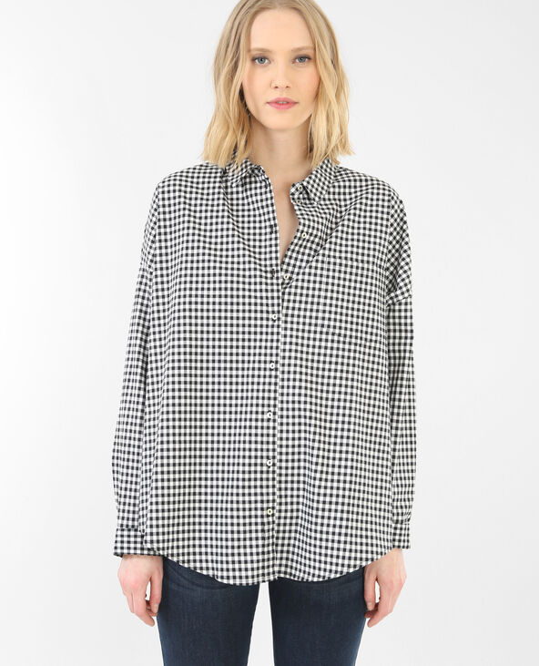Chemise vichy ample noir - Pimkie