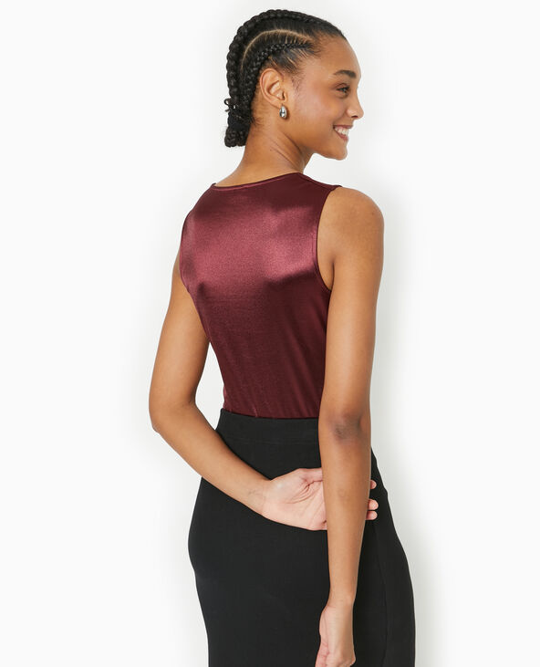 Body encolure carrée en maille brillante bordeaux - Pimkie