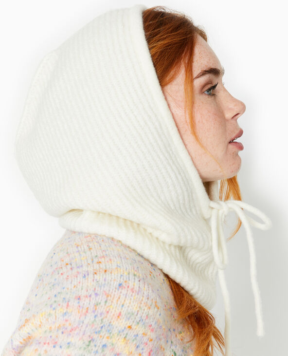 Cagoule en maille côtelée écru - Pimkie
