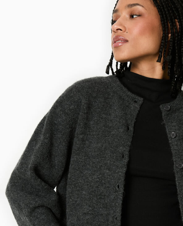 Gilet col rond gris chiné - Pimkie