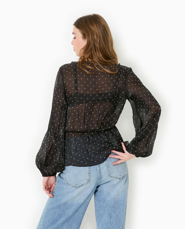 Tunique en tissu transparent et strass noir - Pimkie