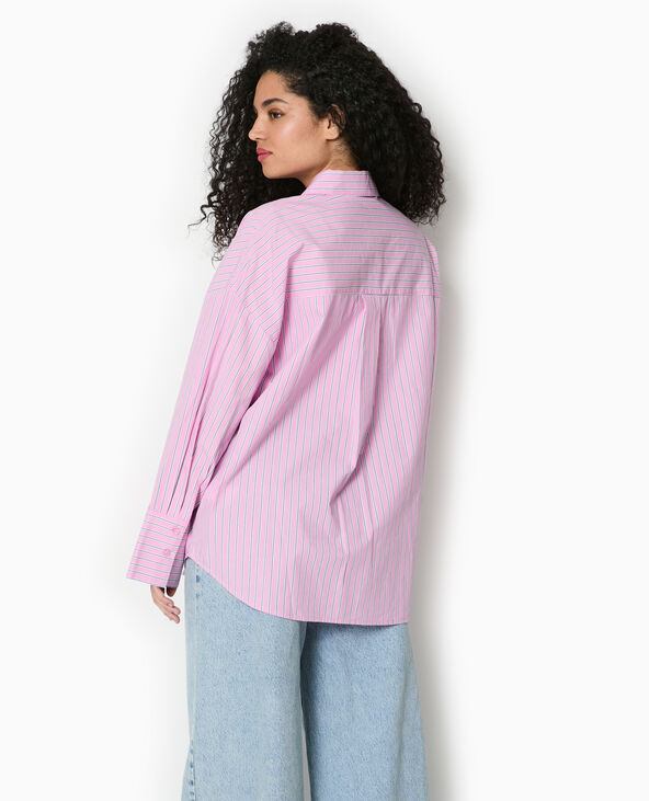 Chemise oversize rayée avec poches Rose poudré - Pimkie