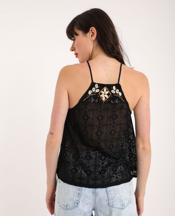 Top dentelle et coquillages noir - Pimkie