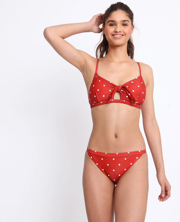 Haut de bikini à pois marron - Pimkie