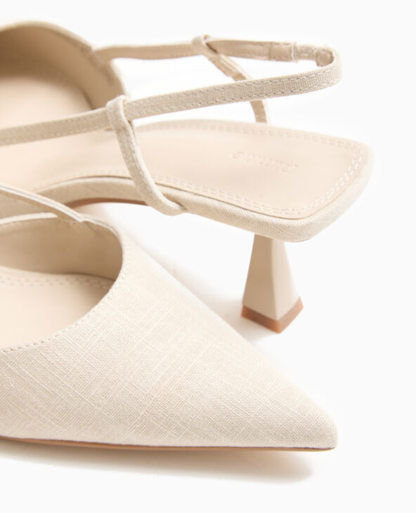 Escarpins ouverts bouts pointus et talons bobines beige - Pimkie