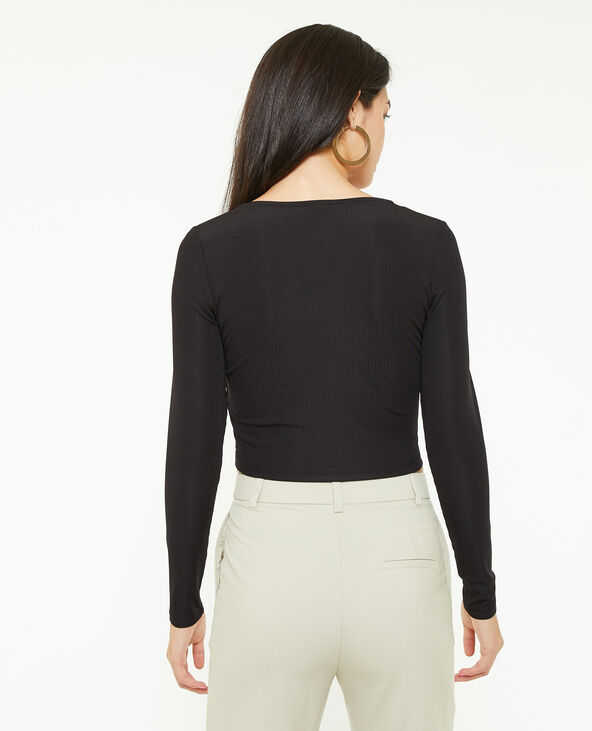 Top encolure carrée effet corset noir - Pimkie