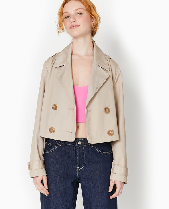 Veste trench courte double boutonnage beige - Pimkie