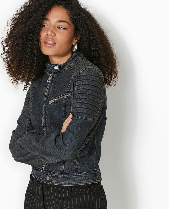 Blouson biker en jean jaune ocre - Pimkie