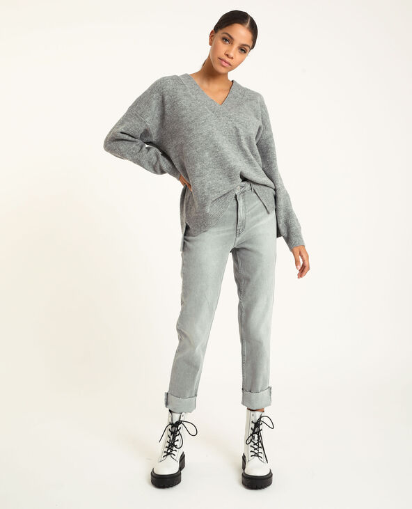 Pull col V gris chiné - Pimkie