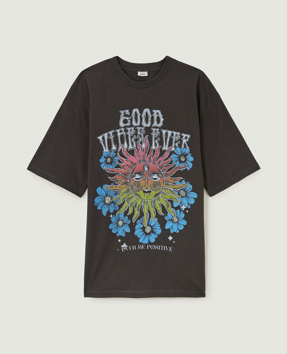 T-shirt oversize avec print gris foncé - Pimkie