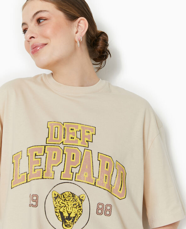 T-shirt oversize DEF LEPPARD beige - Pimkie