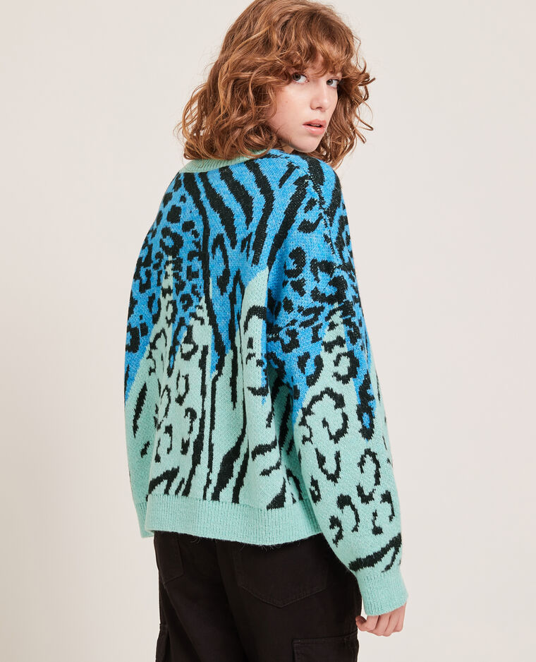 Pull motif léopard fantaisie bleu - Pimkie