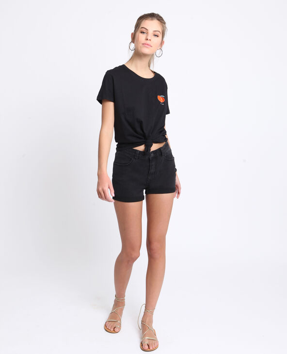 T-shirt brodé noir - Pimkie