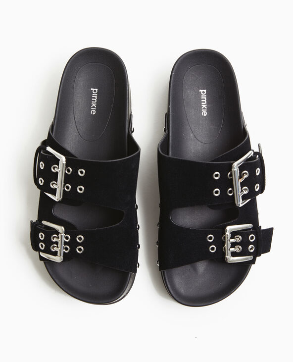 Mules compensées avec brides et œillets noir - Pimkie