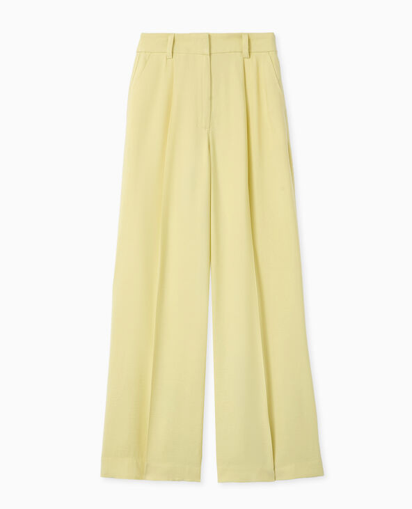 Pantalon large et droite en tissu fluide jaune - Pimkie