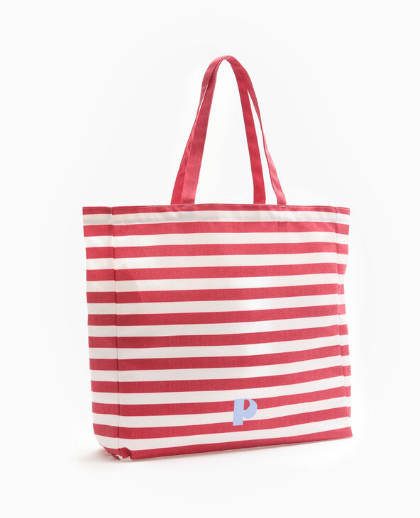 Grand totebag rayé rouge - Pimkie