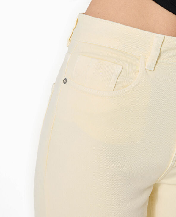 Jean wide taille haute avec bas coupés jaune - Pimkie