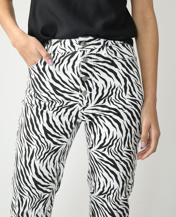 Jean straight high waist zébré noir - Pimkie